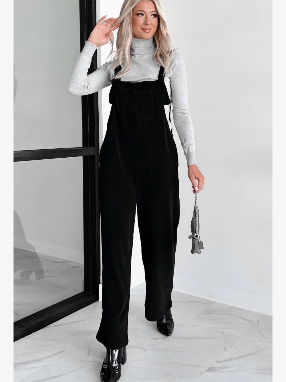 Cotton On Black Wide-Leg Women's Overalls